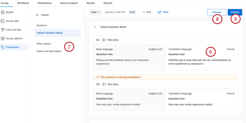 typing the translations directly in the translations editor, and then publishing changes