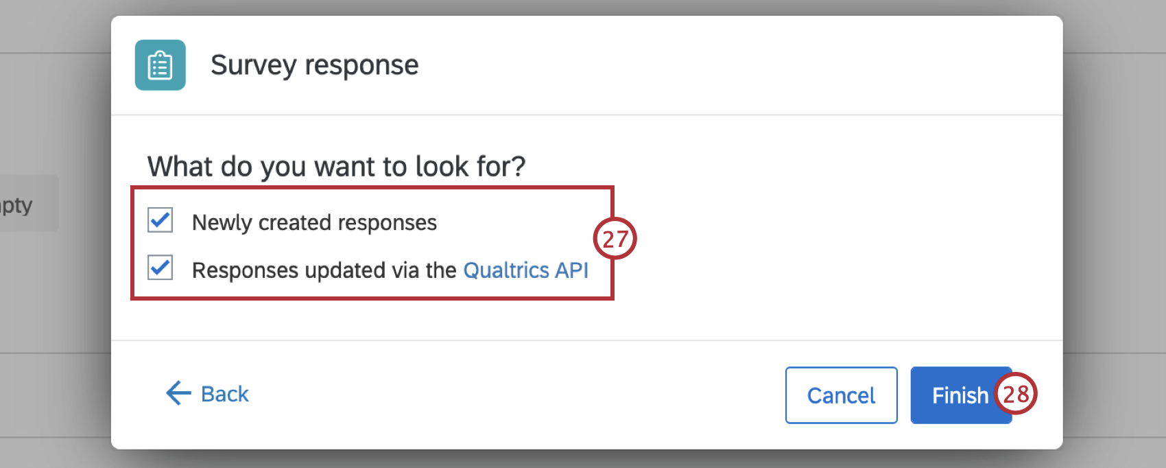 choosing what types of responses trigger the event