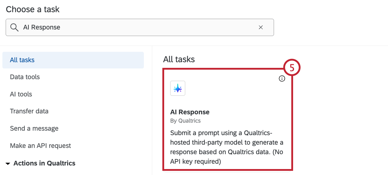 selecting ai response when creating a new workflow