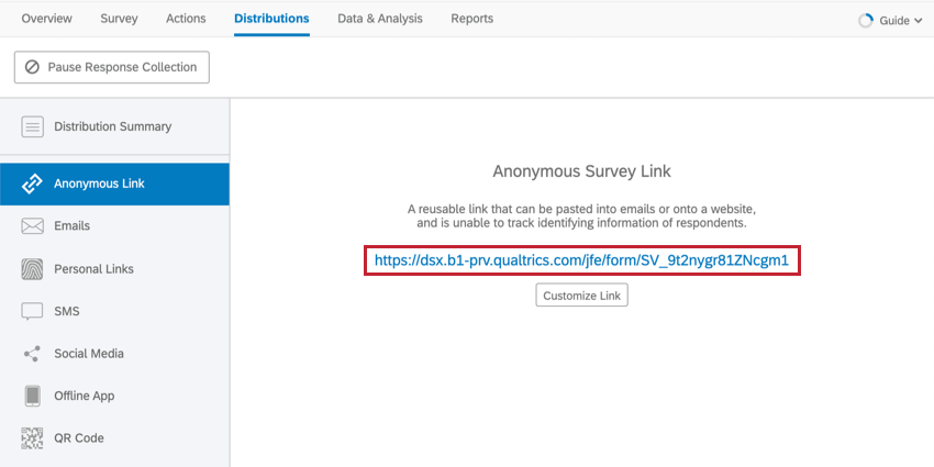 Anonymous link, center of page