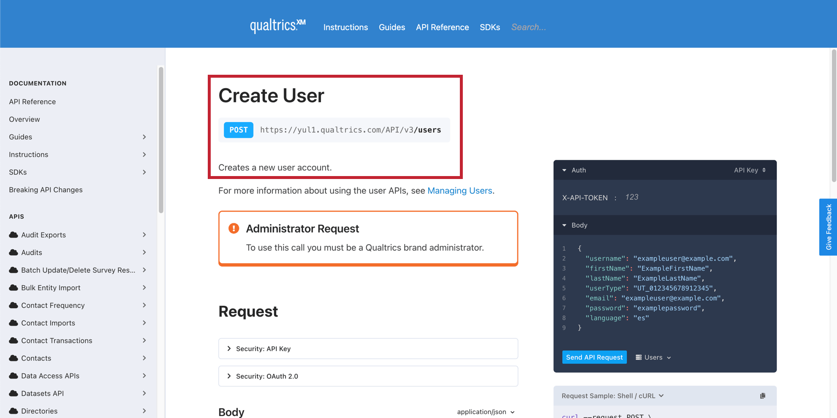 Name and Description of API call