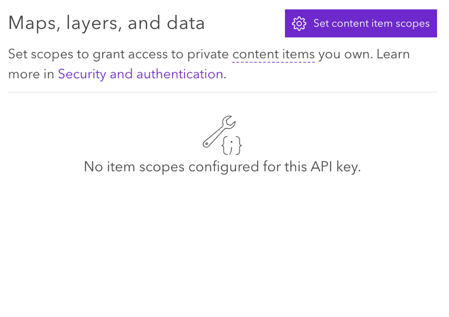 item scope page within arcgis