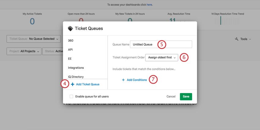 Ticket queues window