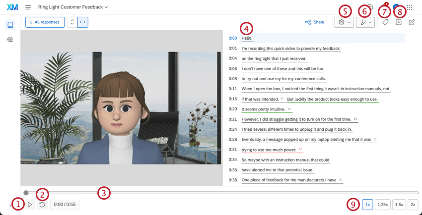 areas of the single video response