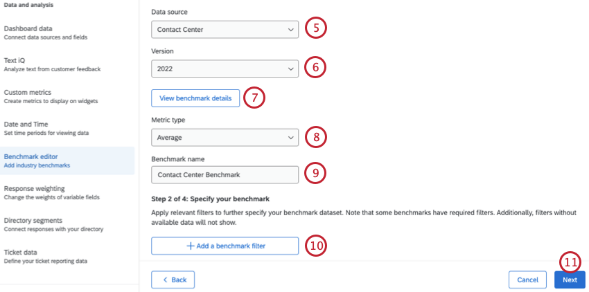 configuring a Qualtrics benchmark