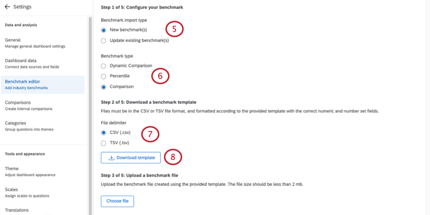 configuring an imported benchmark