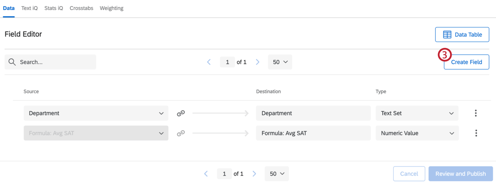 create field button within field editor