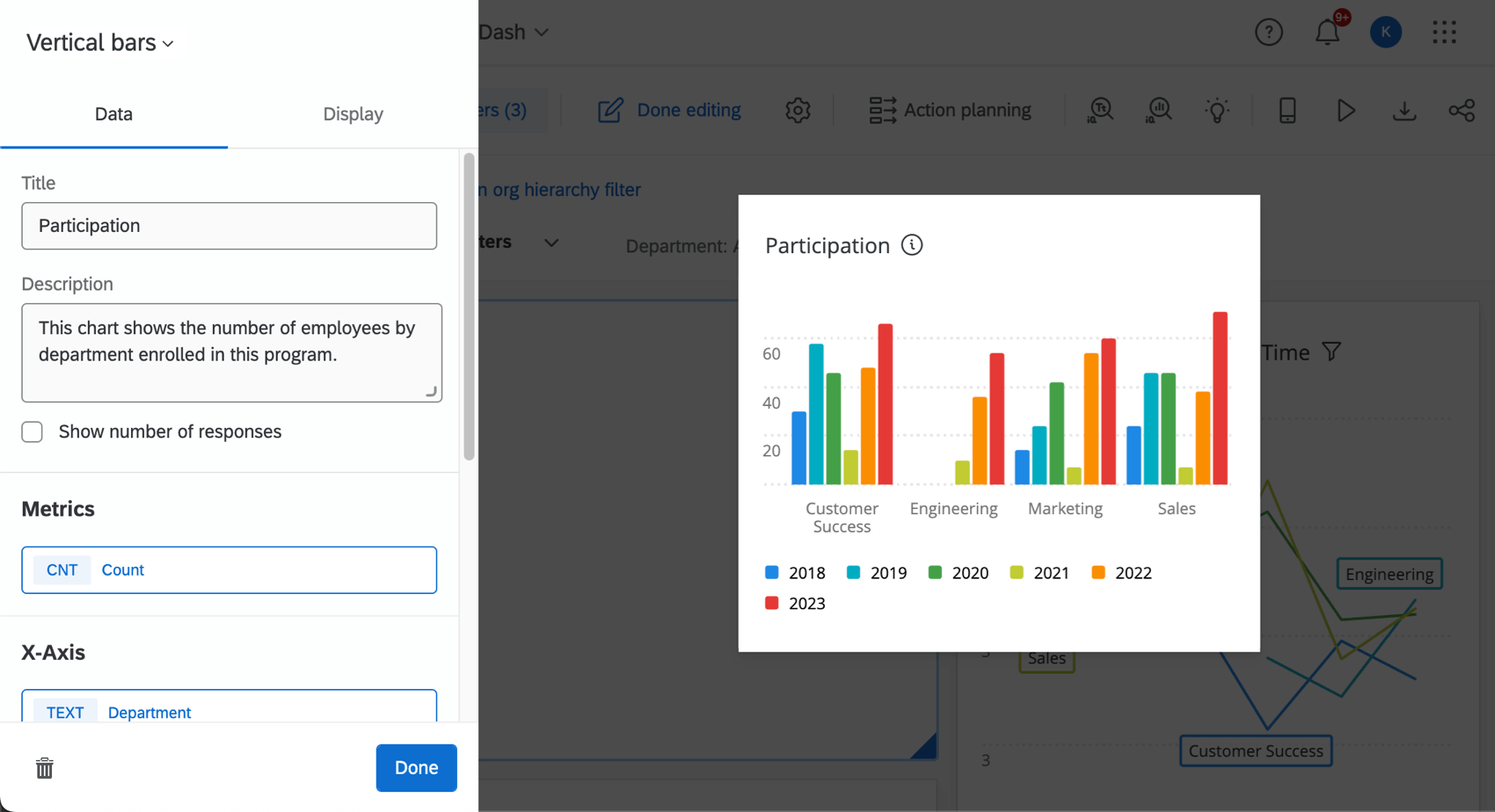 Viewing the widget editing pane