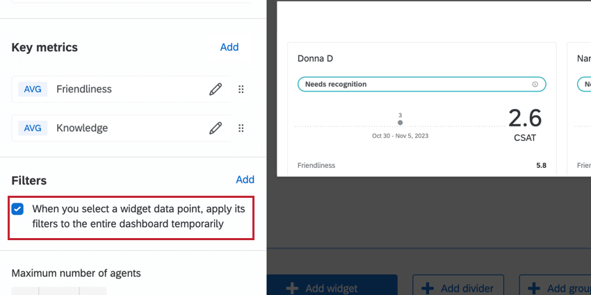 the option to apply a dashboard filter automatically