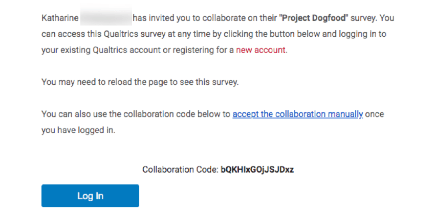 Survey collaboration email