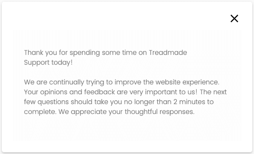 Window that says "Thank you for spending time on our survey today!" and has a survey embedded
