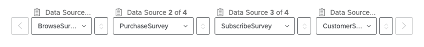 The Browse, Purchase, Subscribe, and CustomerService Surveys are chosen as the sources in this example