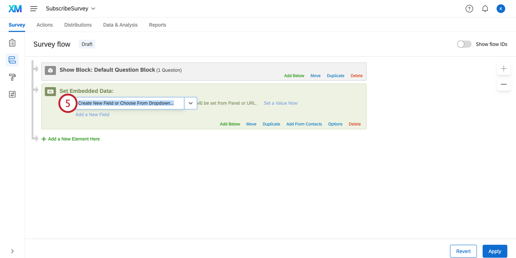 Creating an embedded data field in the survey flow