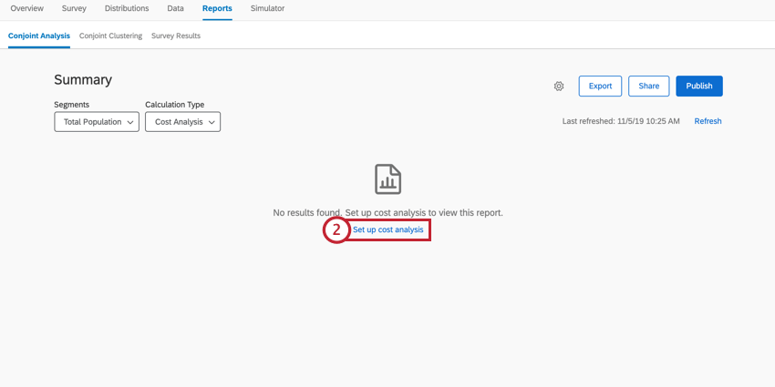 the set up cost analysis button