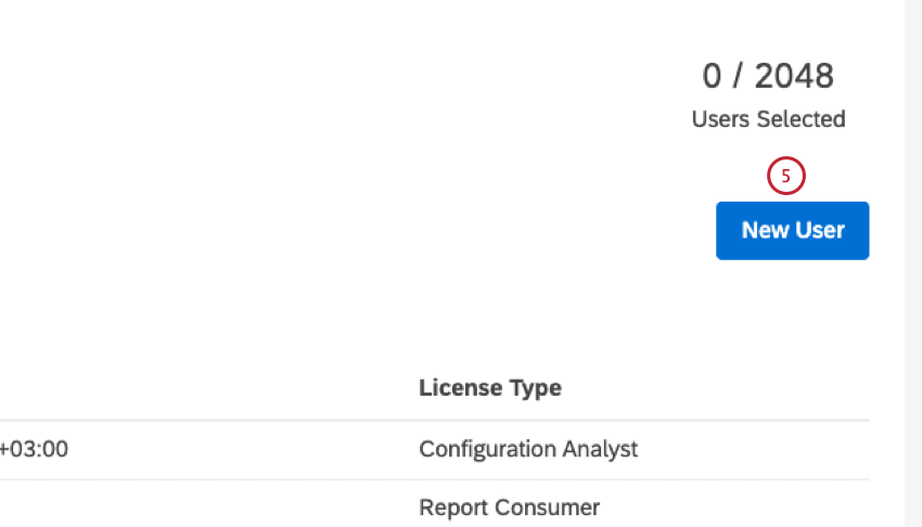 new user button
