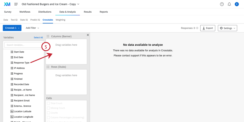 The Columns section is highlighted, with an arrow indicating click and drag functionality