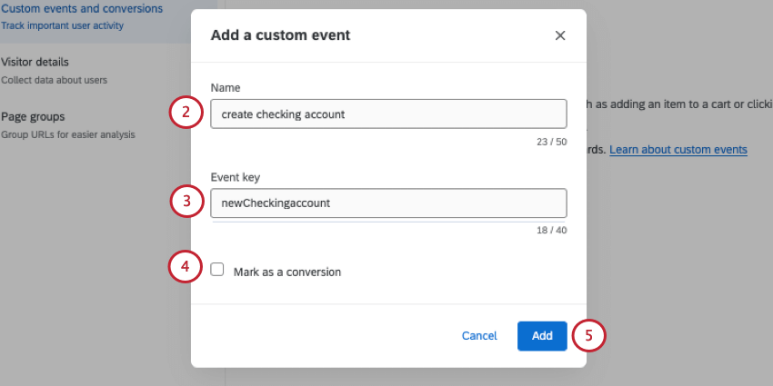 new window where you add info about your custom event