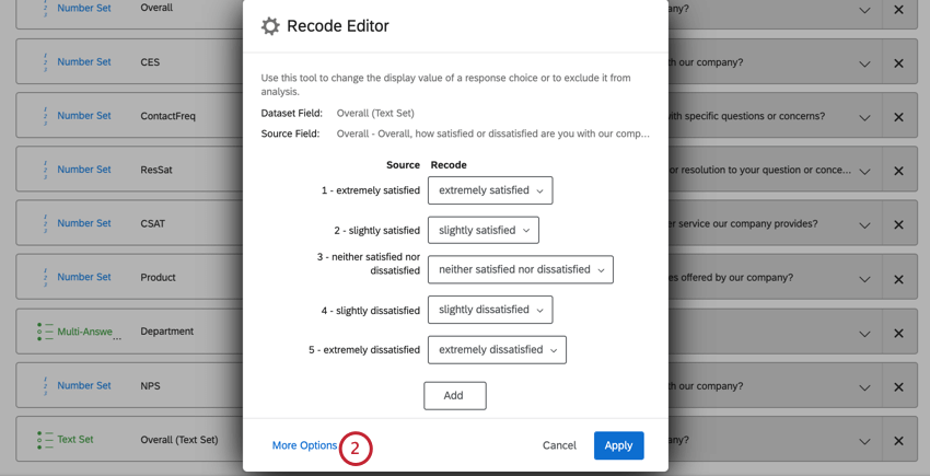 image of the more options button in the recode editor