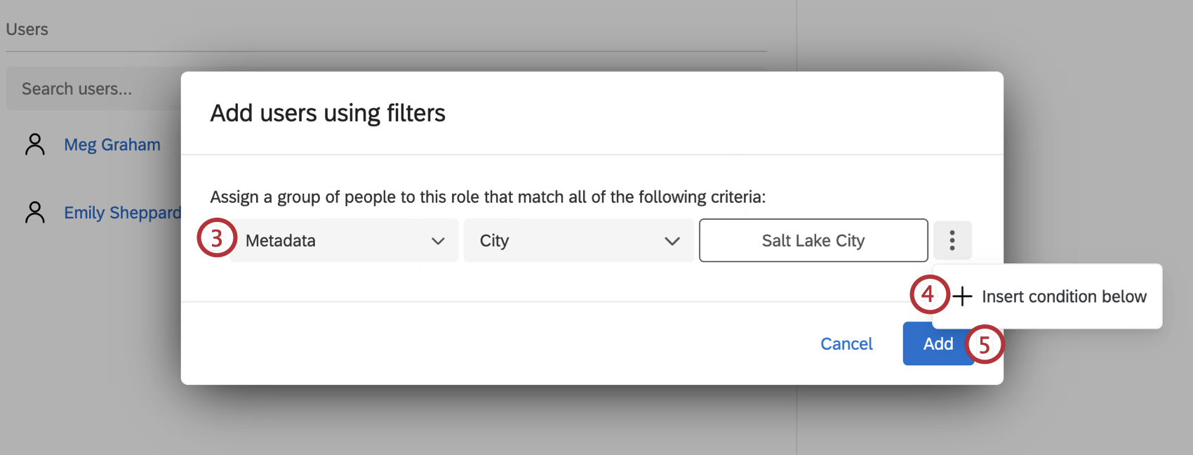 adding users using filters steps