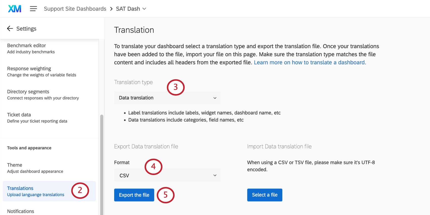 translating data in the translations tab