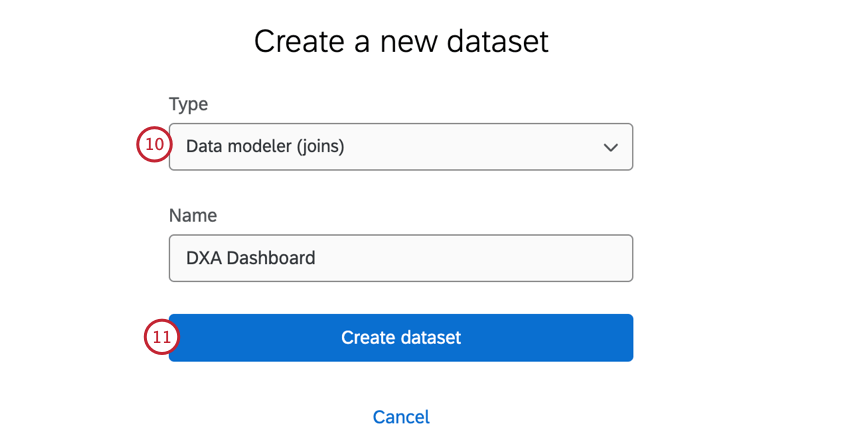 creating a new data modeler dataset