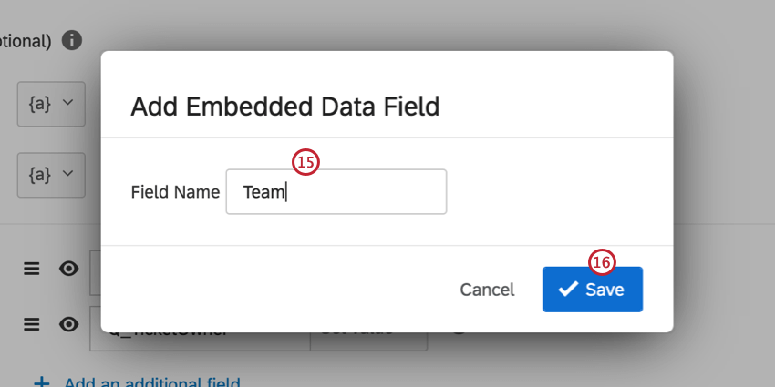 adding value based on an embedded data field and entering the embedded data field name