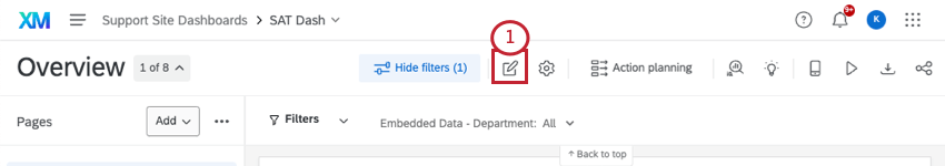Selecting the edit page button