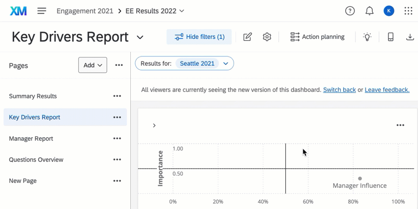clicking and dragging pages in a dashboard