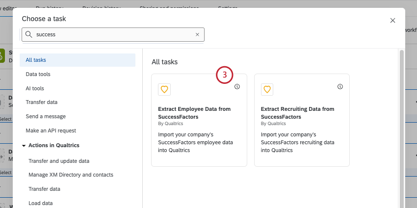 selecting the extract data from successfactors task