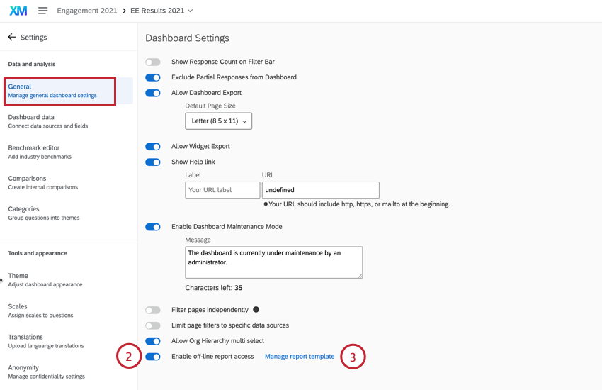 enabling a report template