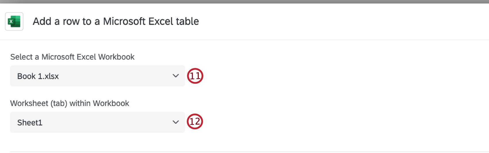 selecting an excel workbook and worksheet