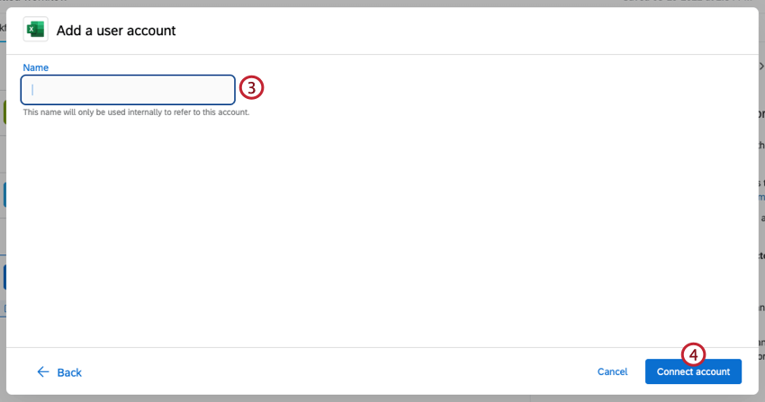 naming and connecting a user account