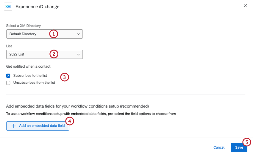 configuring an experience id change event