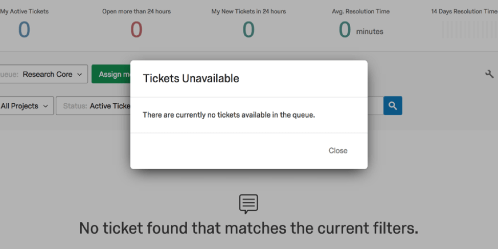 Tickets unavailable warning pop up