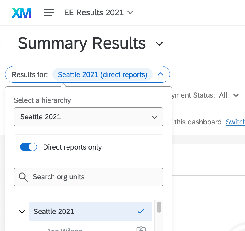 Hierarchy dropdown