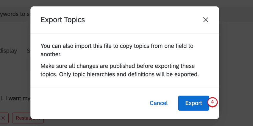 exporting the topic