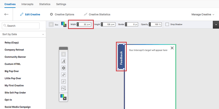 The editor, where the item meant to be the control turns out to have a width of 32