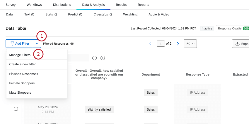 manage filters