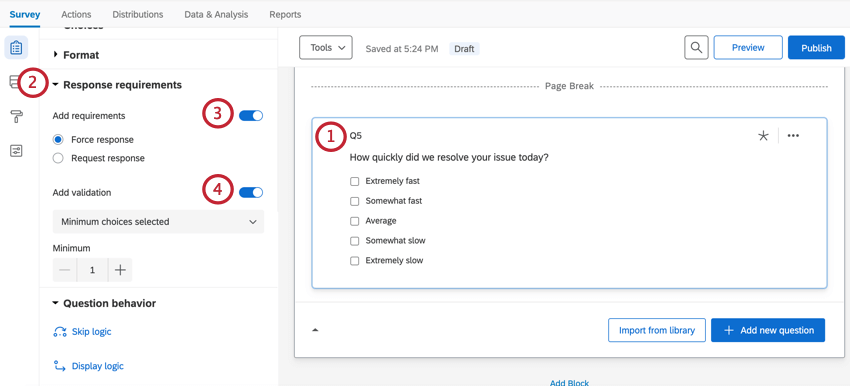 Adding validation to a question