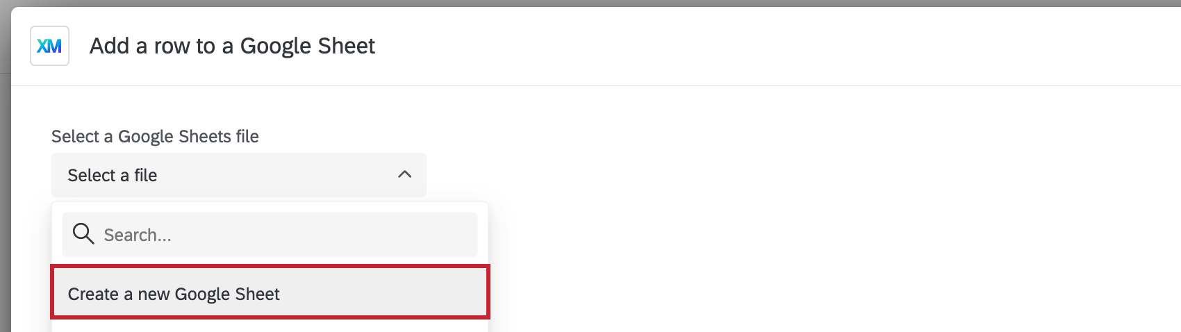 create a new google sheet option