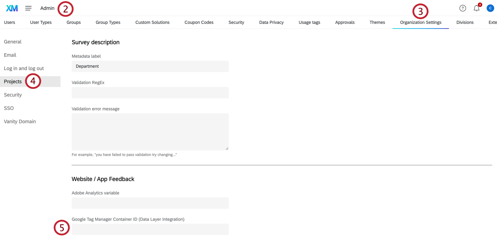adding google tag id within org settings in admin tab