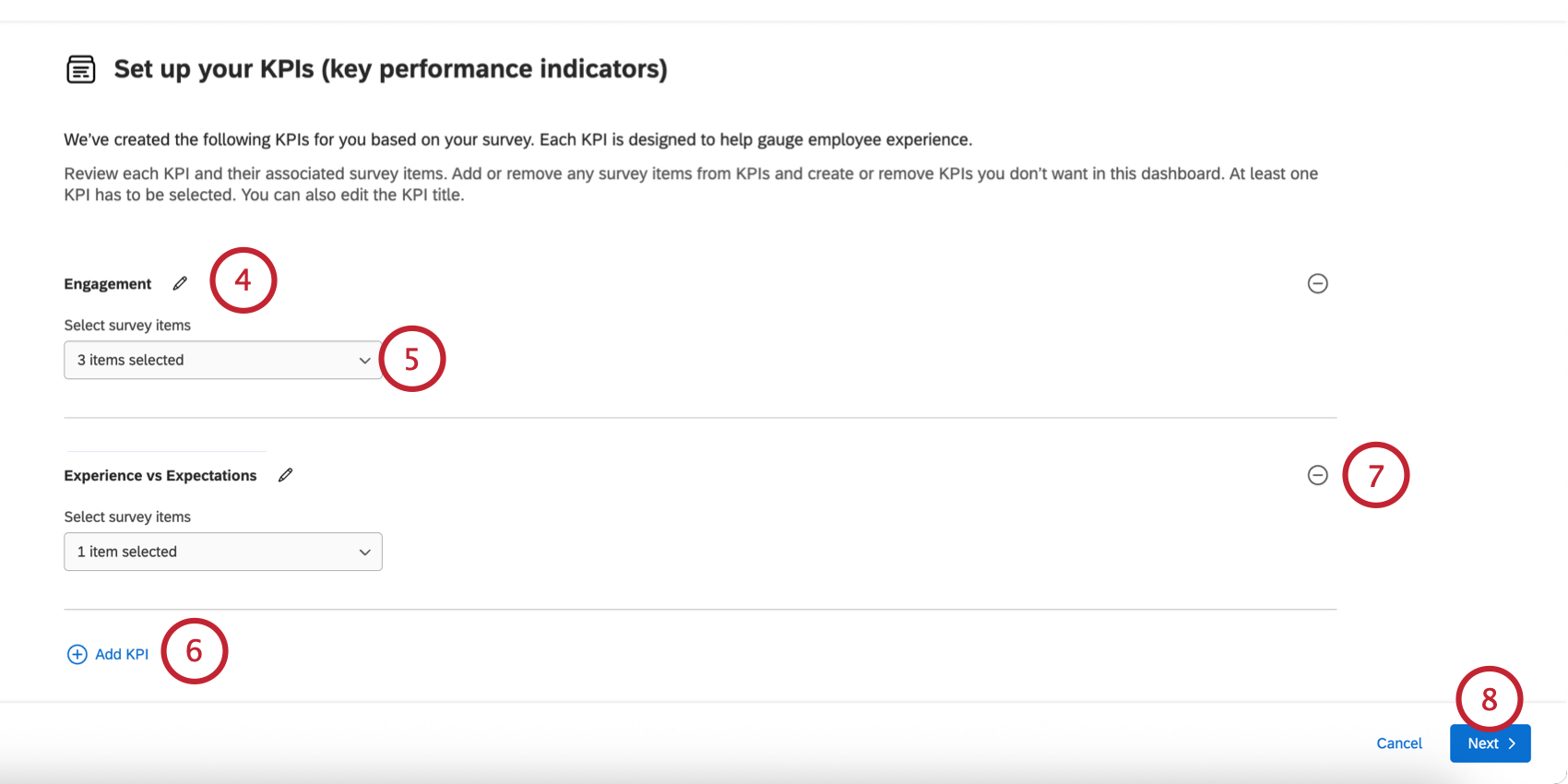 choosing the kpis for the dashboard