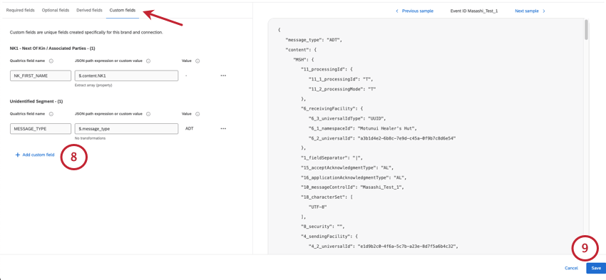 custom fields tab