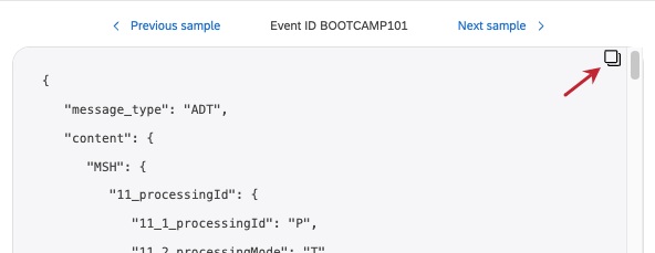 copy icon on JSON preview
