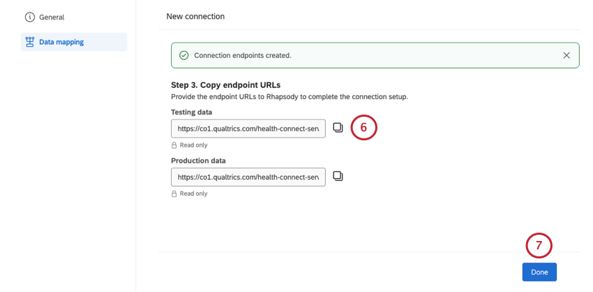 endpoints for testing and production data