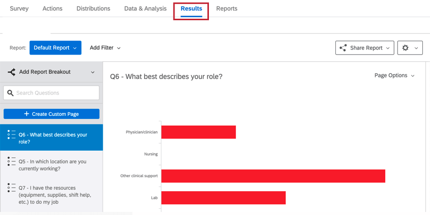 the results tab
