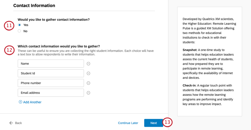 These questions appear for both snapshot and check in
