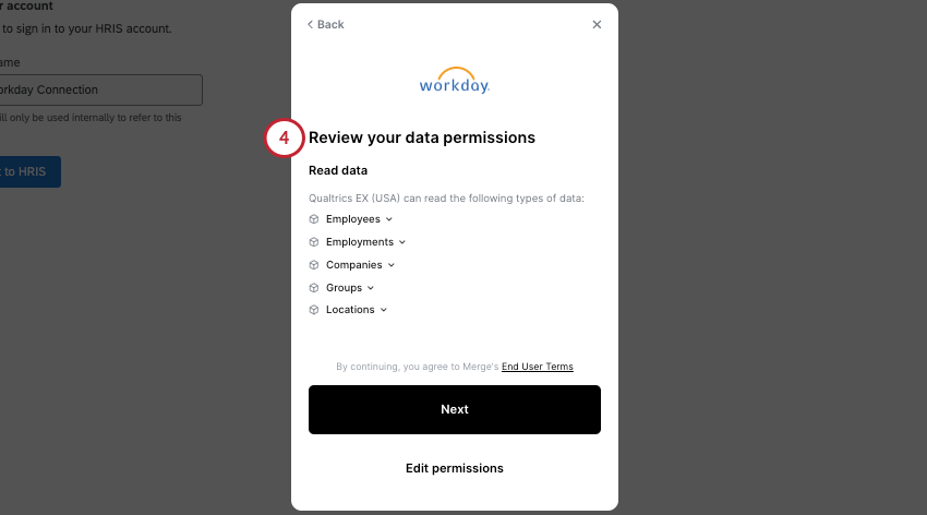a page showing data permissions, with headings you can click to learn more