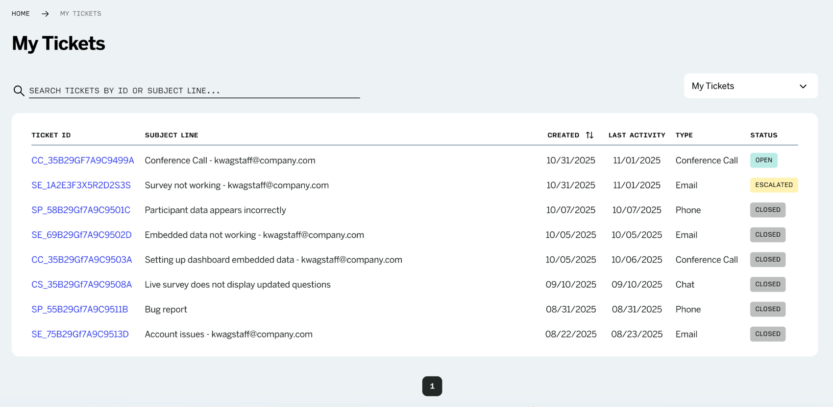 viewing tickets in the customer success hub