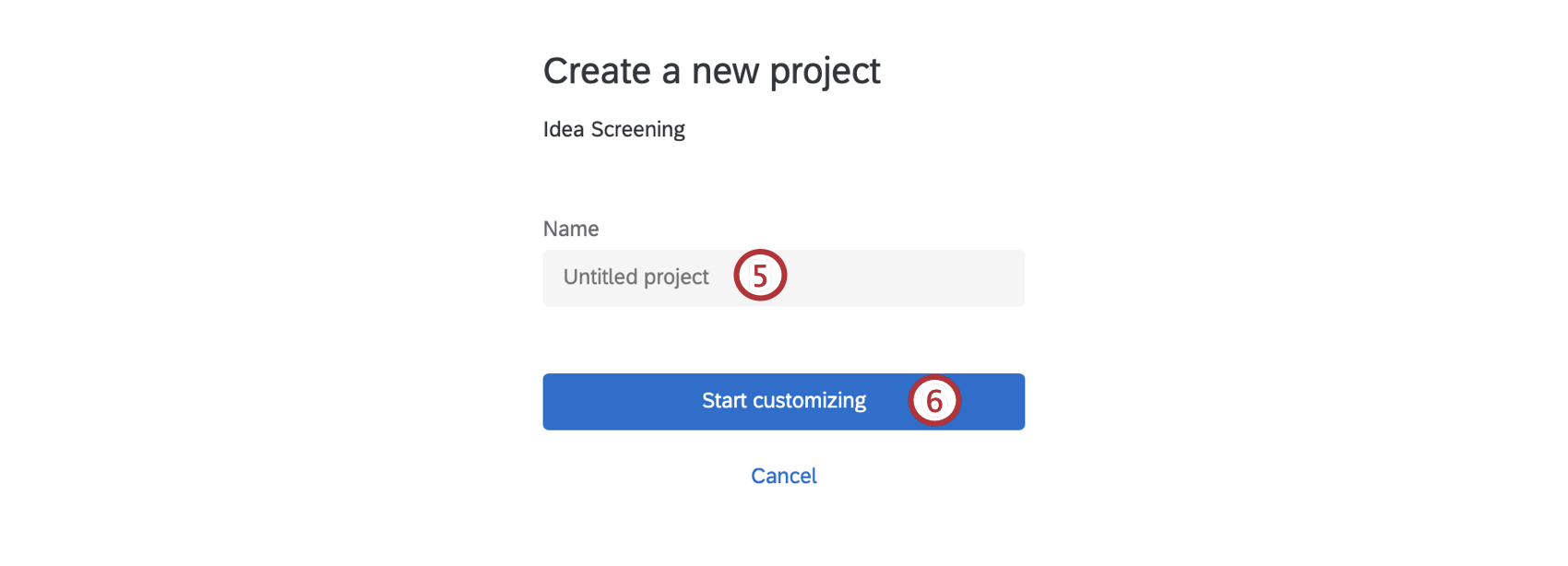 Field for name, then button at bottom